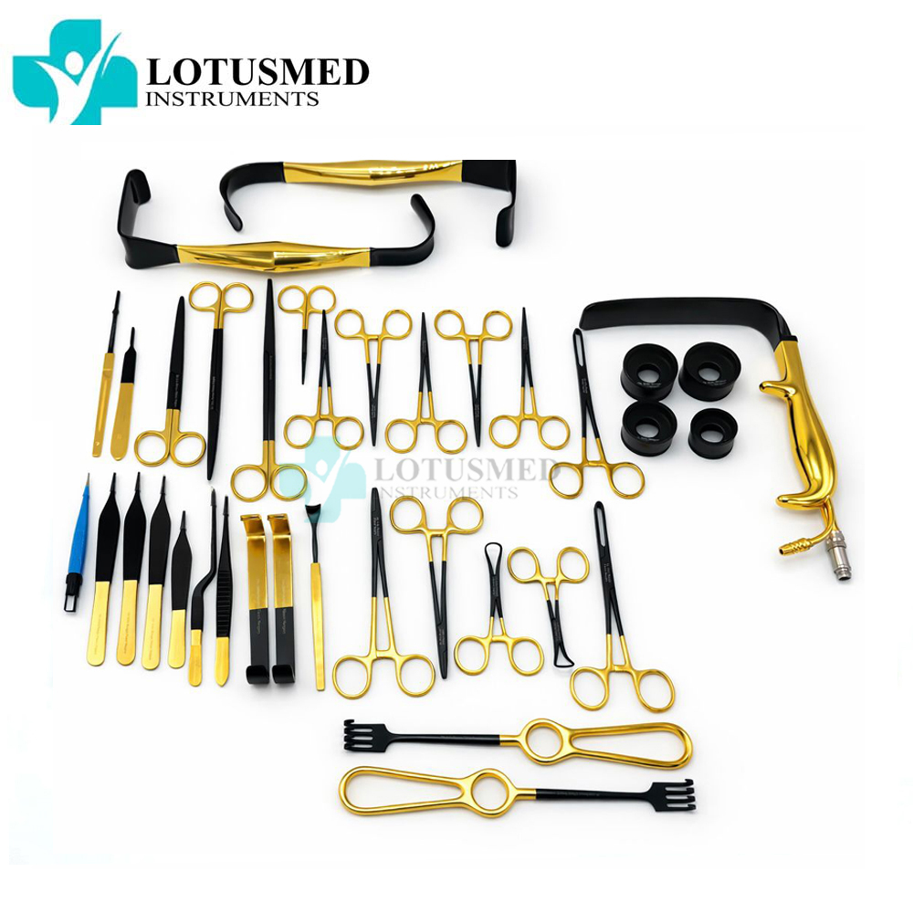 Breast Augmentation Instrument Set Black & Gold / Stainless Steel 
