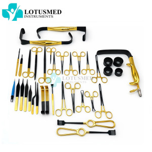 Breast Augmentation Instrument Set Black & Gold / Stainless Steel 